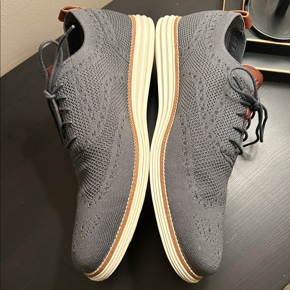 COLE HAAN Original Grand Wingtip Oxford Lace Shoe, Men’s 14, Dark Gray, NWOT - Picture 3 of 7